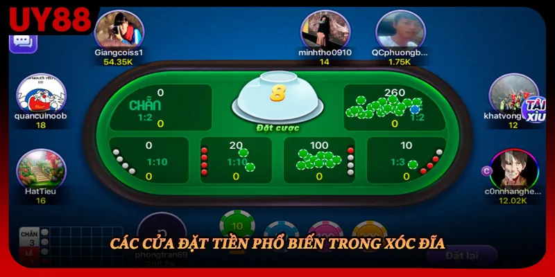 Các cửa đặt tiền phổ biến trong xóc đĩa